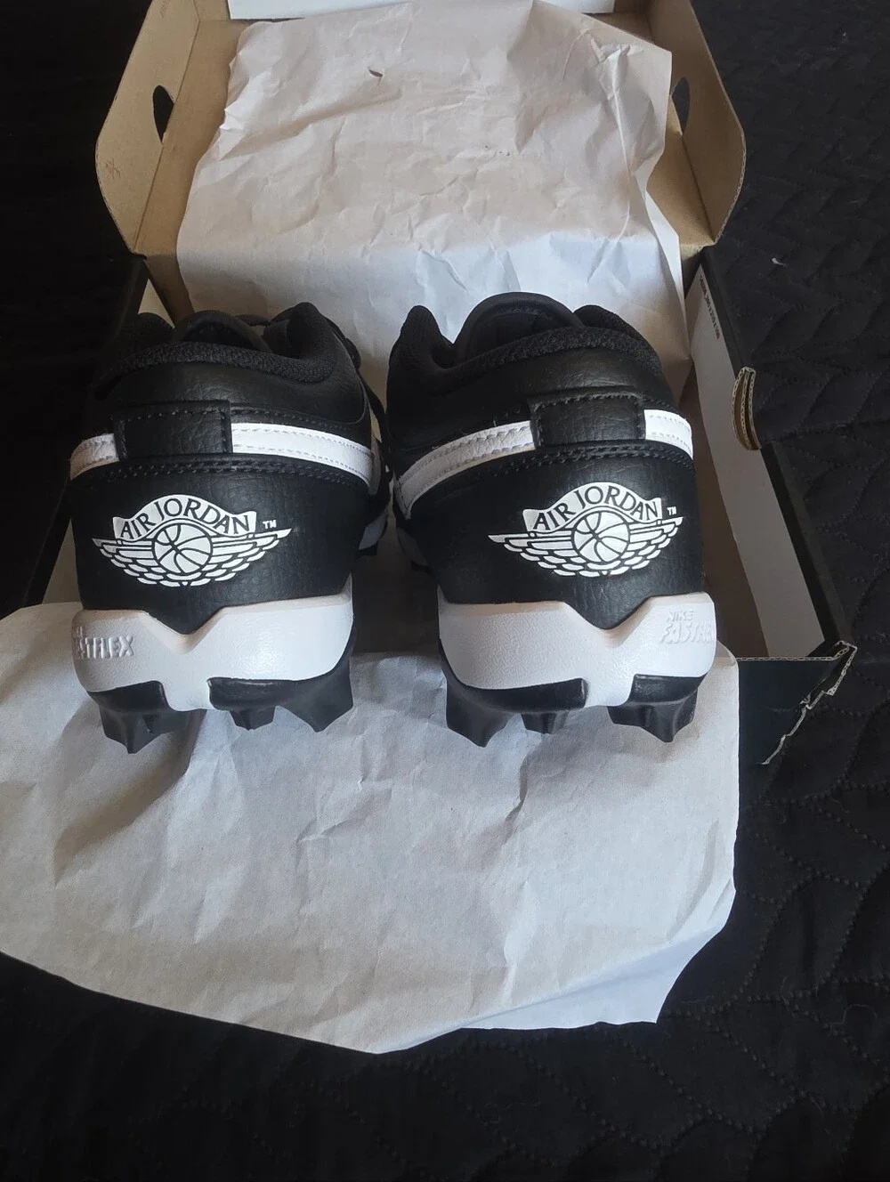 Nike Black and White Jordan 1 Low Youth Cleat